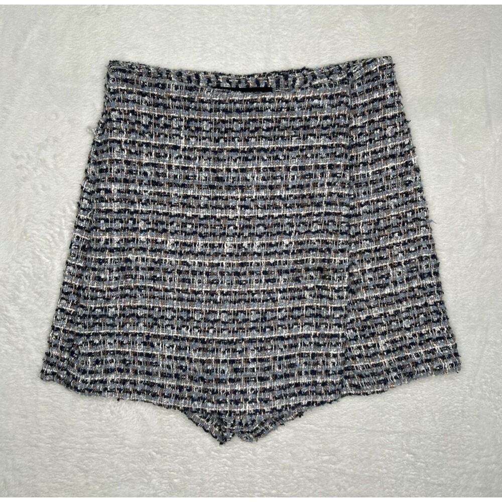 Zara Textured Woven Skort Women’s XS Blue High Rise Mini